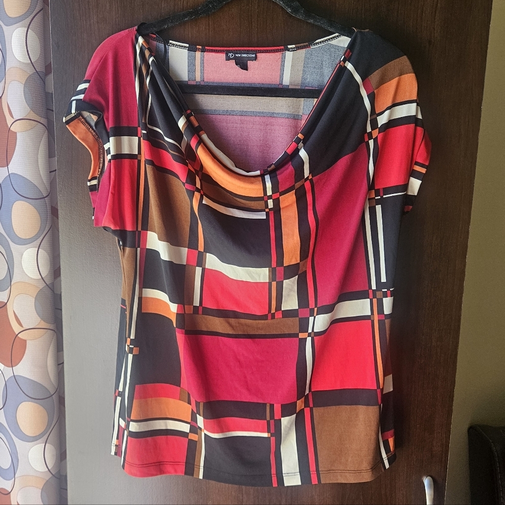 New Directions Geometric Patterned Blouse